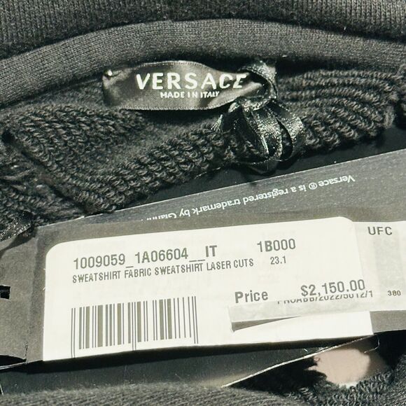 Versace Cut Out Detail Distressed Black Sweater Hoodie Oversized 42/6 NWT $2,150 - Picture 9 of 15